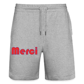 MERCI. MAÎTRESSE. MAÎTRE. MERCI MAÎTRESSE - Short de jogging bio TRAINER Stanley/Stella unisexe - gris chiné - Devant - Nik (191cm) & Marisol (170cm)