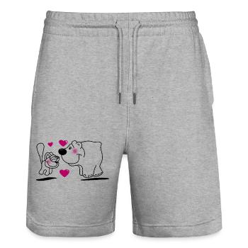 In Love - Stanley/Stella Unisex Bio Joggingshorts Trainer  - Grau meliert - Vorne - Nik (191cm) & Marisol (170cm)
