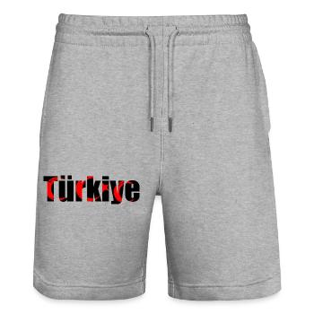 Türkiye Türkei Turkey - Stanley/Stella Trainer Unisex Organic Jogging Shorts - heather grey - Front - Nik (191cm) & Marisol (170cm)