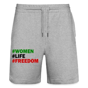 Women life freedom - Short de jogging bio TRAINER Stanley/Stella unisexe - gris chiné - Devant - Nik (191cm) & Marisol (170cm)