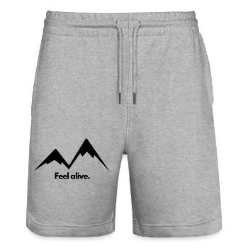 Mountains Hiking Feel alive - Stanley/Stella Trainer Unisex Organic Jogging Shorts - heather grey - Front - Nik (191cm) & Marisol (170cm)