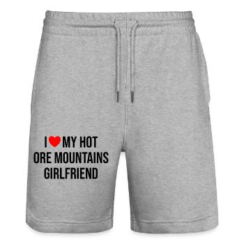 Erzgebirge Freundin Liebe - Stanley/Stella Unisex Bio Joggingshorts Trainer  - Grau meliert - Vorne - Nik (191cm) & Marisol (170cm)