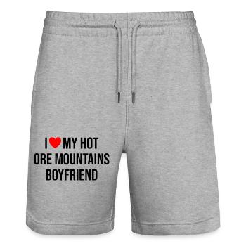 Erzgebirge Freund Beziehung Liebe - Stanley/Stella Unisex Bio Joggingshorts Trainer  - Grau meliert - Vorne - Nik (191cm) & Marisol (170cm)