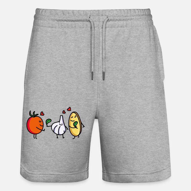 Lustige Bruschetta Freunde (b) - Stanley/Stella Unisex Bio Joggingshorts Trainer  - Grau meliert