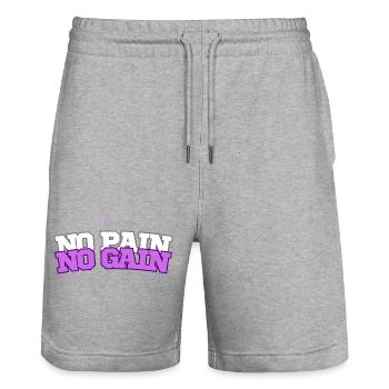 No Pain No Gain - Stanley/Stella Unisex Bio Joggingshorts Trainer  - Grau meliert - Vorne - Nik (191cm) & Marisol (170cm)