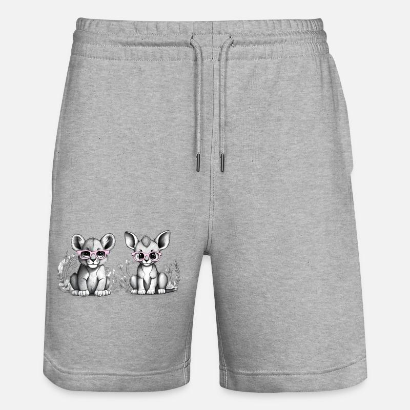 lionceau avec lunettes roses - Short de jogging bio TRAINER Stanley/Stella unisexe - gris chiné