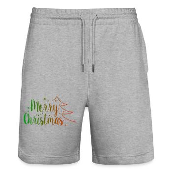 Joyeux Noël - Short de jogging bio TRAINER Stanley/Stella unisexe - gris chiné - Devant - Nik (191cm) & Marisol (170cm)