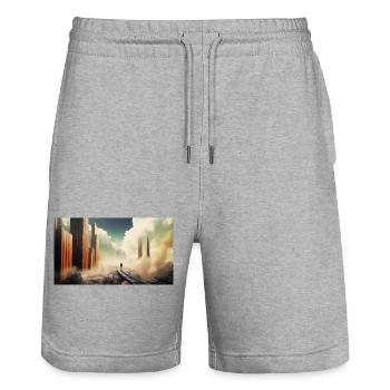 Skyline from heaven - Stanley/Stella Unisex Bio Joggingshorts Trainer  - Grau meliert - Vorne - Nik (191cm) & Marisol (170cm)