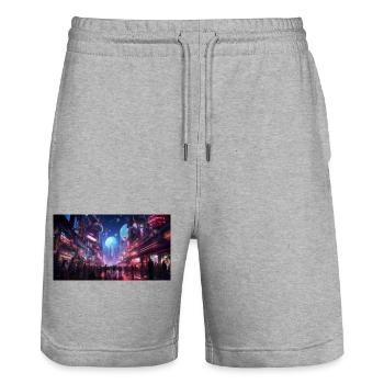 crowded place in tokyo rush hour - Stanley/Stella Trainer Unisex Organic Jogging Shorts - heather grey - Front - Nik (191cm) & Marisol (170cm)
