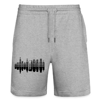 City Skyline + Baum - Schwarz - Stanley/Stella Unisex Bio Joggingshorts Trainer  - Grau meliert - Vorne - Nik (191cm) & Marisol (170cm)