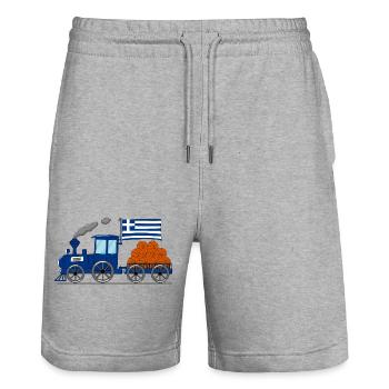 Greece Flag Basketball Railway - Stanley/Stella Trainer Unisex Organic Jogging Shorts - heather grey - Front - Nik (191cm) & Marisol (170cm)