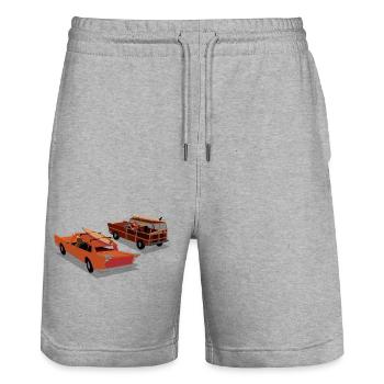 Gone Surfing Vintage Cars Surfboards - Short de jogging bio TRAINER Stanley/Stella unisexe - gris chiné - Devant - Nik (191cm) & Marisol (170cm)