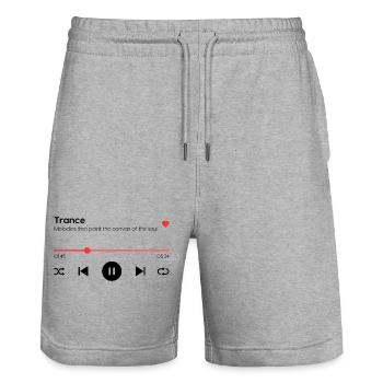 Trance - Stanley/Stella Trainer Unisex Organic Jogging Shorts - heather grey - Front - Nik (191cm) & Marisol (170cm)