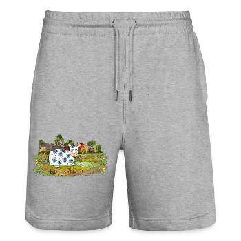 Kuh - Stanley/Stella Unisex Bio Joggingshorts Trainer  - Grau meliert - Vorne - Nik (191cm) & Marisol (170cm)