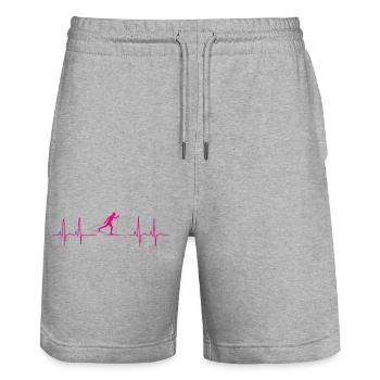 Battements de cœur pour le ski de fond - Short de jogging bio TRAINER Stanley/Stella unisexe - gris chiné - Devant - Nik (191cm) & Marisol (170cm)