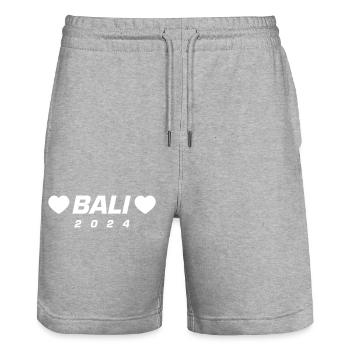 Bali 2024 Heart - Stanley/Stella Trainer Unisex Organic Jogging Shorts - heather grey - Front - Nik (191cm) & Marisol (170cm)