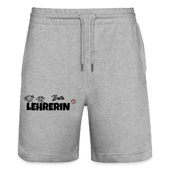 Beste Lehrerin - Stanley/Stella Unisex Bio Joggingshorts Trainer  - Grau meliert - Vorne - Nik (191cm) & Marisol (170cm)