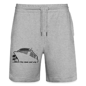 Kreuzfahrt - Bin dann mal weg - Urlaub - Stanley/Stella Unisex Bio Joggingshorts Trainer  - Grau meliert - Vorne - Nik (191cm) & Marisol (170cm)