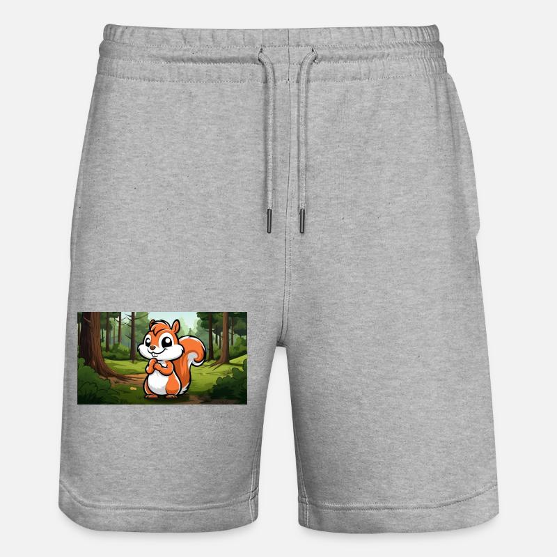 Niedliches Eichhörnchen im Wald - Stanley/Stella Unisex Bio Joggingshorts Trainer  - Grau meliert