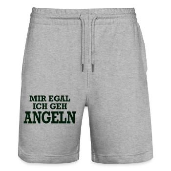 Angeln Angler Spruch Sprüche - Stanley/Stella Unisex Bio Joggingshorts Trainer  - Grau meliert - Vorne - Nik (191cm) & Marisol (170cm)