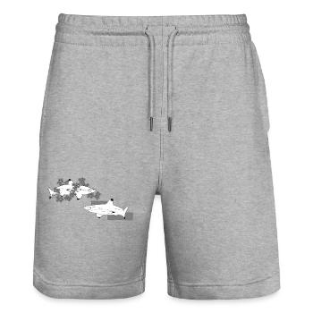 Shark 1&2 - Stanley/Stella Unisex Bio Joggingshorts Trainer  - Grau meliert - Vorne - Nik (191cm) & Marisol (170cm)