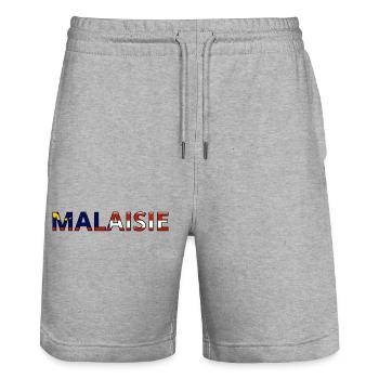 Flagge von Malaysia - Stanley/Stella Unisex Bio Joggingshorts Trainer  - Grau meliert - Vorne - Nik (191cm) & Marisol (170cm)