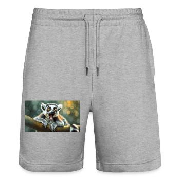 Niedliche Tiere chillen – Kattis - Stanley/Stella Unisex Bio Joggingshorts Trainer  - Grau meliert - Vorne - Nik (191cm) & Marisol (170cm)