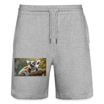 Niedliche Tiere chillen – Kattis - Stanley/Stella Unisex Bio Joggingshorts Trainer  - Grau meliert - Vorne - Nik (191cm) & Marisol (170cm)