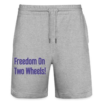 Freedom on Two Wheels - Cyclist Design - Stanley/Stella Trainer Unisex Organic Jogging Shorts - heather grey - Front - Nik (191cm) & Marisol (170cm)