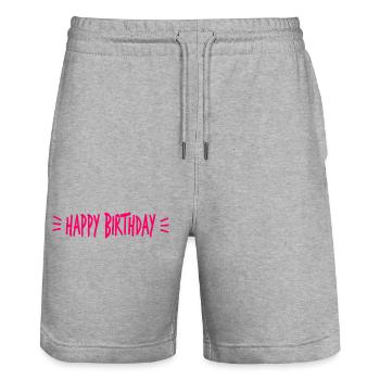 ALLES GUTE ZUM GEBURTSTAG. ALLES GUTE ZUM GEBURTSTAG. JAHRESTAG. - Stanley/Stella Unisex Bio Joggingshorts Trainer  - Grau meliert - Vorne - Nik (191cm) & Marisol (170cm)