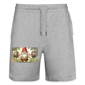 Mignons petits gnomes Vie quotidienne – S’entraîner - Short de jogging bio TRAINER Stanley/Stella unisexe - gris chiné - Devant - Nik (191cm) & Marisol (170cm)