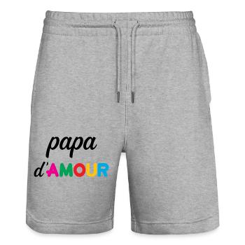 Love Daddy - Father's Day - Stanley/Stella Trainer Unisex Organic Jogging Shorts - heather grey - Front - Nik (191cm) & Marisol (170cm)