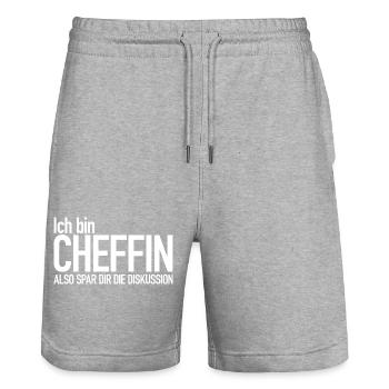 Ich bin Chefin... - Stanley/Stella Unisex Bio Joggingshorts Trainer  - Grau meliert - Vorne - Nik (191cm) & Marisol (170cm)