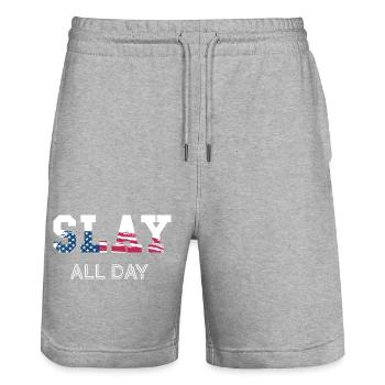 slay all day - independence day America - Stanley/Stella Unisex Bio Joggingshorts Trainer  - Grau meliert - Vorne - Nik (191cm) & Marisol (170cm)