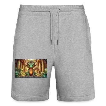 Dragon - Junge niedliche kleine Monster - Stanley/Stella Unisex Bio Joggingshorts Trainer  - Grau meliert - Vorne - Nik (191cm) & Marisol (170cm)