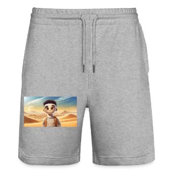 Mumie in der Wüste - Junge niedliche kleine Monster - Stanley/Stella Unisex Bio Joggingshorts Trainer  - Grau meliert - Vorne - Nik (191cm) & Marisol (170cm)