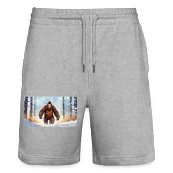 Sasquatch Bigfoot im Wald - jung niedlich - Stanley/Stella Unisex Bio Joggingshorts Trainer  - Grau meliert - Vorne - Nik (191cm) & Marisol (170cm)