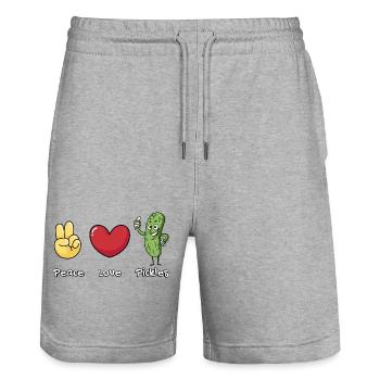 Paix, amour cornichons rétro Vintage cornichons amoureux - Short de jogging bio TRAINER Stanley/Stella unisexe - gris chiné - Devant - Nik (191cm) & Marisol (170cm)