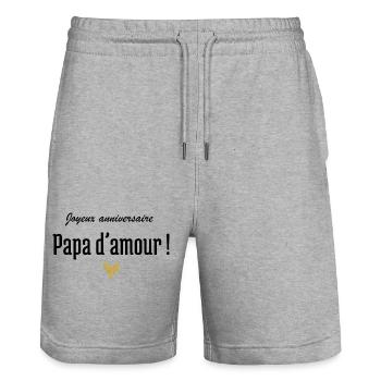 Alles Gute zum Geburtstag Liebe Papa - Stanley/Stella Unisex Bio Joggingshorts Trainer  - Grau meliert - Vorne - Nik (191cm) & Marisol (170cm)