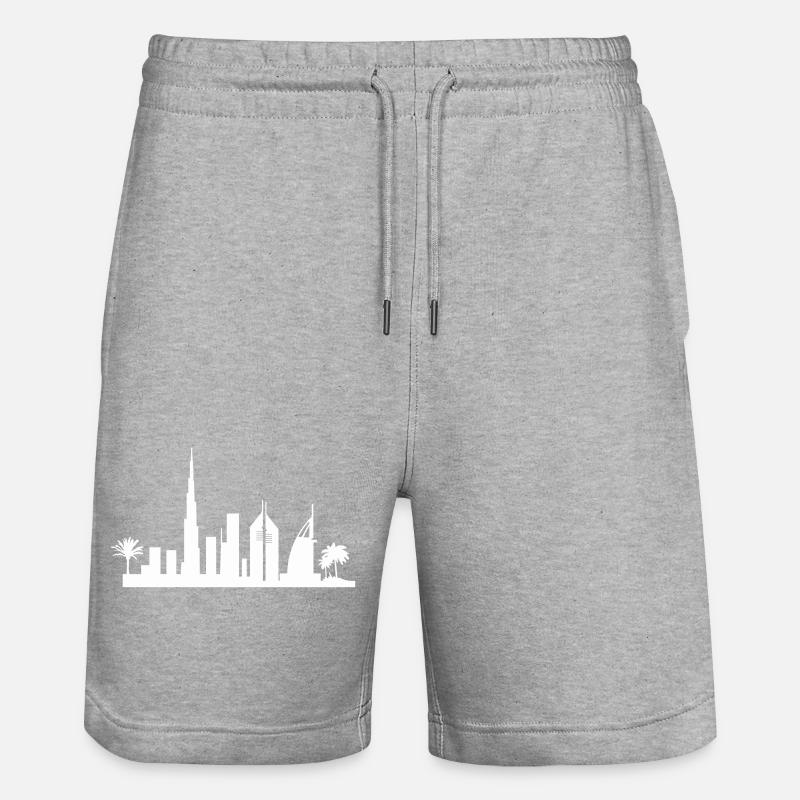 Dubai Skyline - Stanley/Stella Trainer Unisex Organic Jogging Shorts - heather grey