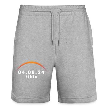 Total Solar Eclipse Path of Totality Ohio April 8 - Stanley/Stella Unisex Bio Joggingshorts Trainer  - Grau meliert - Vorne - Nik (191cm) & Marisol (170cm)
