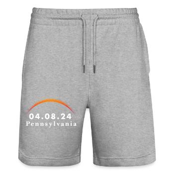 Total Solar Eclipse Path of Totality Pennsylvania - Stanley/Stella Trainer Unisex Organic Jogging Shorts - heather grey - Front - Nik (191cm) & Marisol (170cm)