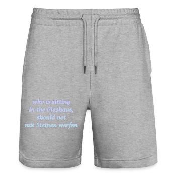 sittin in da glashaus - Stanley/Stella Unisex Bio Joggingshorts Trainer  - Grau meliert - Vorne - Nik (191cm) & Marisol (170cm)