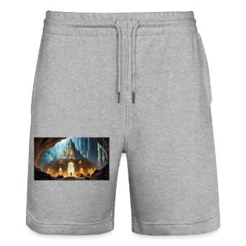 creepy mythical places – underground Agartha - Stanley/Stella Trainer Unisex Organic Jogging Shorts - heather grey - Front - Nik (191cm) & Marisol (170cm)