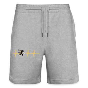 Herzschlag der Biene - Stanley/Stella Unisex Bio Joggingshorts Trainer  - Grau meliert - Vorne - Nik (191cm) & Marisol (170cm)