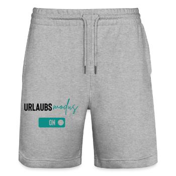 urlaubsmodus - Stanley/Stella Unisex Bio Joggingshorts Trainer  - Grau meliert - Vorne - Nik (191cm) & Marisol (170cm)