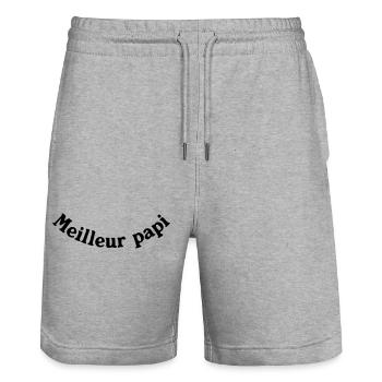 MEILLEUR PAPI - Short de jogging bio TRAINER Stanley/Stella unisexe - gris chiné - Devant - Nik (191cm) & Marisol (170cm)