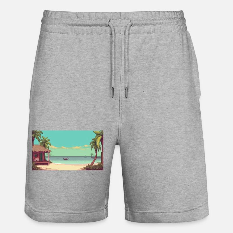 Isla Holbox, Mexique - Pixel Art - Short de jogging bio TRAINER Stanley/Stella unisexe - gris chiné