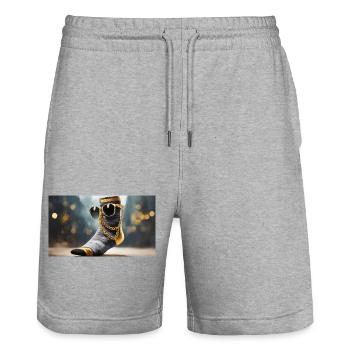 Jeu de mots ambigu sur l’expression allemande – Coole Socke - Short de jogging bio TRAINER Stanley/Stella unisexe - gris chiné - Devant - Nik (191cm) & Marisol (170cm)