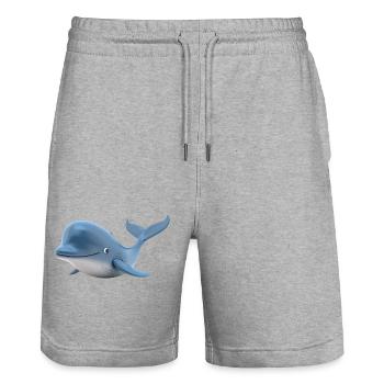 Willibald der freundliche Wal - Stanley/Stella Unisex Bio Joggingshorts Trainer  - Grau meliert - Vorne - Nik (191cm) & Marisol (170cm)